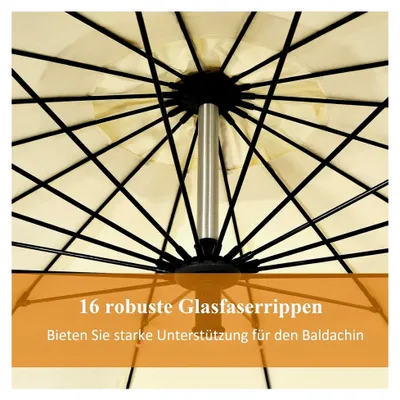 Produktbild von Ø300cm Ampelschirm mit 16 Rippen, Gartenschirm inkl. Schirmständer, Terrassenschirm Kurbelschirm für Garten, Terrasse, Pool