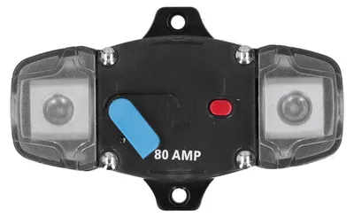 Imagen del producto de Disyuntor automático de 80A con restablecimiento automático, protección contra sobrecarga para sistemas de audio y video en automóviles, embarcaciones y vehículos marítimos