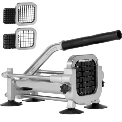 Produktbild von VEVOR Pommes Frites Schneider | Kartoffelschneider mit 2 Edelstahl Messer 12,7/9,5mm | 36x15x20cm | Pommesschneider für Stifte oder Ecken | Gemüseschneider für Kartoffeln, Gemüse, Obst
