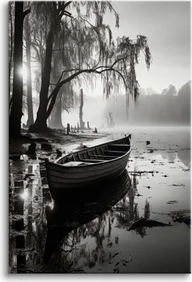 Produktbild von Leinwandbild für Schlafzimmer und Wohnzimmer, Schwarz-Weiß-Landschaft 80x120