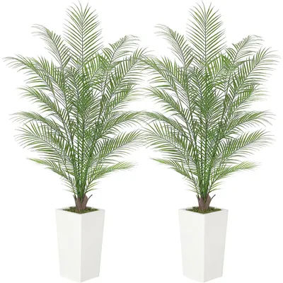 Obrázok produktu pre Sada 2 kusov – Umelá palma Areca (Areca), 150 cm – Realistická izbová rastlina vhodná do interiéru, kancelárie a na terasu, nevyžaduje údržbu