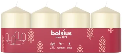 Imagen del producto de Velas Stumpen Bolsius, juego de 4, diámetro 4 x 6 cm, cera suave y perlada