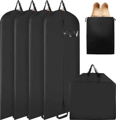 Produktbild von Hengda Kleidersack 5er 128x60cm Schutzhülle Kleiderhülle mit einem Griff schwarz Schuhsack