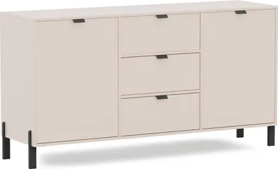 Produktbild von BETTSO Moderne breite zweitürige Kommode CALMA mit Schubladen sandbeige