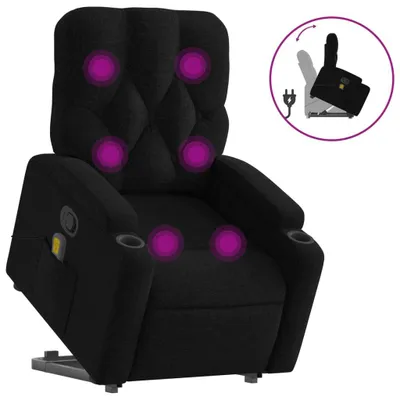 Image de vidaXL Fauteuil de massage avec releveur Noir Tissu