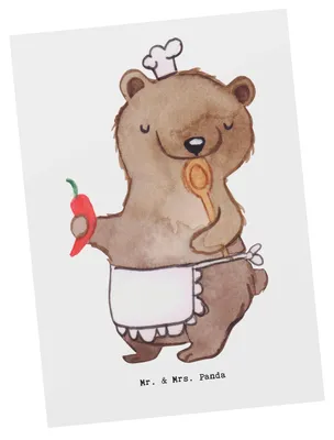 Produktbild von Mr. & Mrs. Panda Postkarte Koch Herz - Weiß - Geschenk, Chefkoch, Restaurant, Grußkarte, Postkarten, Ansichtskarten, Fotokarte, Lecker, bildkarte, Feinschmecker