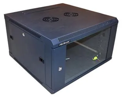 Obrázek produktu pro RACK 19" nástěnný ZETA 6U 600x600 RAL9004, dveře sklo k samosestavení, černý