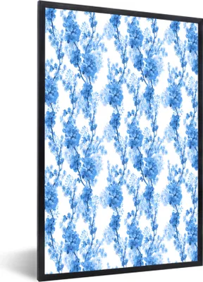 Produktbild von MuchoWow® MuchoWow® Gerahmtes Poster Blumen - Blau - Hortensie 40x60 cm - Poster mit zchwarzem Bilderrahmen - Papierdruck - Wandbilder
