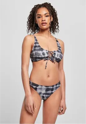 Produktbild von Urban Classics Bikini-Set Damen Ladies Lace Up Tie Dye Bikini schwarz/weiß M
