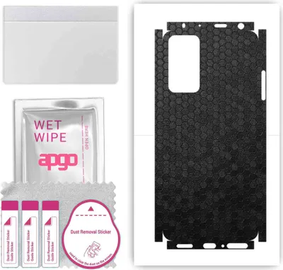 Produktbild von apgo Rückseite + Seiten Schutzfolie, Skin, kompatibel mit Xiaomi Redmi Note 12 Pro 4G, Hinten Displayschutzfolie aus Vinylfolie, kratzfest, einfache Montage - Schwarze Honigwabe