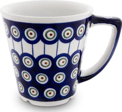 Produktbild von Original Bunzlauer Keramik 350 ml konischer Becher Teebecher Kaffeebecher Teetasse Ø 10,2 cm, H 8,6 cm Design 8