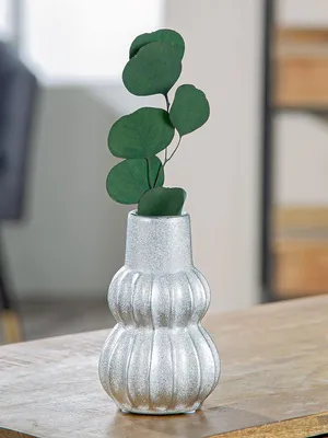 Imagen del producto de Gilde Vase, Argento, Keramik, silberfarben, VE 8, D. 9.5 cm Höhe: 15.50 cm Durchmesser: 9.50 cm 34064