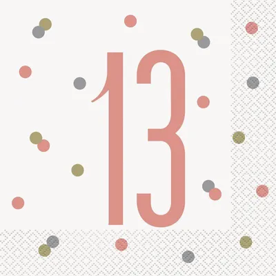 Produktbild von 16 Servietten 13. Geburtstag roségold