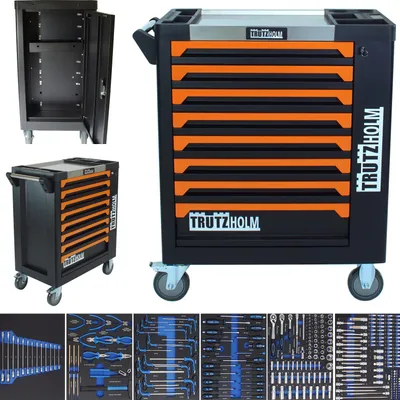 Produktbild von Werkstattwagen 249 tlg.gefüllt CRV 8 Schubladen 97 x 85 x 46 cm Werkzeugwagen Seitentür