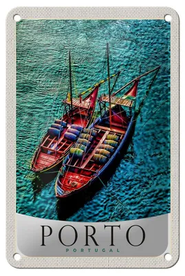 Produktbild von Blechschild Reise 12x18cm Porto Portugal Europa Boote Meer