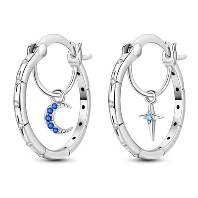 Produktbild von hrcreolen Ohrschmuck Damenohrringe Creole Hoop Mond & Sterne (GESCHENKIDEE), inklusive Geschenkschachtel