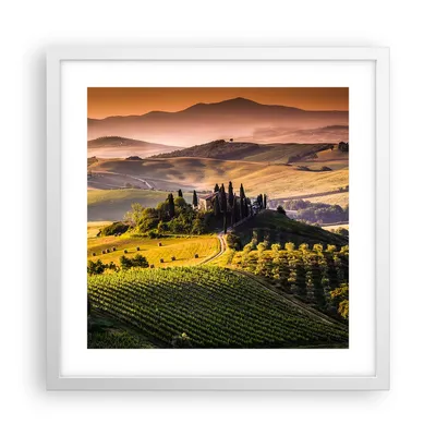 Produktbild von Gerahmtes Poster - Weißer Rahmen - Landwirtschaft Bauernhof Toskana Weinberg - 40x40 cm - Wand Bild - Wanddeko - Wandbilder - Wandposter - Bilderrahmen - Bilder - Kunstdruck - P2WAC40x40-2465