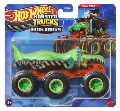 Produktbild von Metall-Spielzeugauto Hot Wheels Monster Trucks Big Rigs Mega-Wrex, 6 Räder, Maßstab 1:64, ab 3 Jahren