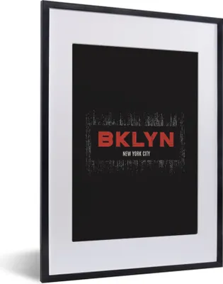 Produktbild von MuchoWow® MuchoWow® Gerahmtes Poster New York - Schwarz - Brooklyn 30x40 cm - Poster mit zchwarzem Bilderrahmen - Wandposter Schlafzimmer