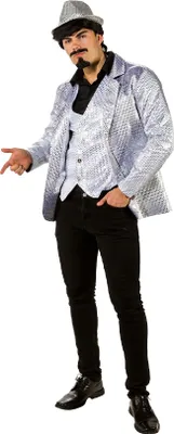 Produktbild von O7260-52-54 silber Herren Pailletten Jackett Discojacke Gr.52-54