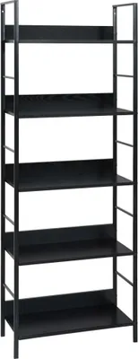 Obrázok produktu pre Knižnica, 5 políc, čierna 60x27,6x158,5 cm, kompozitné drevo