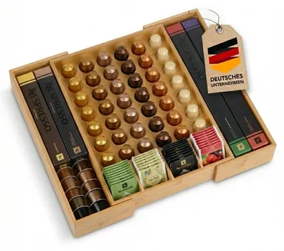 Kapselhalter aus Bambus für Nespresso-Kapseln, Schublade