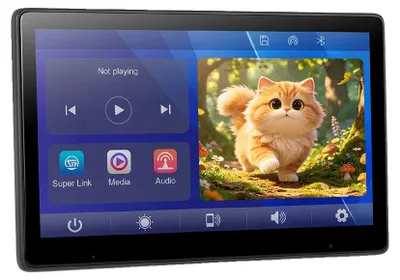 Imagen del producto de Reproductor de vídeo para reposacabezas de coche, CarPlay inalámbrico, conexión Bluetooth, 10 pulgadas