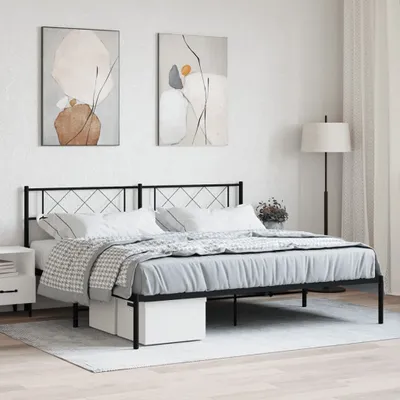 Productafbeelding van Maison Exclusive - Bedframe met hoofdeinde, metaal, zwart, 183x213 cm