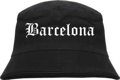 Produktbild von Barcelona Fischerhut - Altdeutsch - bedruckt - Bucket Hat Anglerhut Hut Schwarz S/M