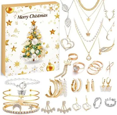 Imagen del producto de Calendario de Adviento 2025 - regalo de Navidad - Cuenta regresiva para Navidad - Calendario de Adviento para niñas - Joyería infantil - Pulsera de dijes para mujer - Pulsera y dijes