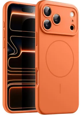 Immagine prodotto di Custodia in silicone MagSafe per iPhone 17 Pro Max da 6,9 pollici, colore arancione, con protezione antiurto