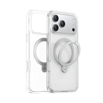 Immagine prodotto di TORRAS Ostand Spin iPhone 17pro max Case Transparent - supporto stabile a 360°, MagSafe, custodia militare con protezione per fotocamera e pulsanti, retro opaco