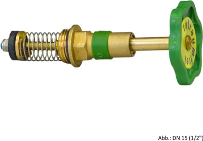 A close-up studio shot of a plumbing valve component against a white background.