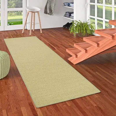 Produktbild von Sisal Natur Läufer Teppich Astra Grün, Größe:80x200 cm