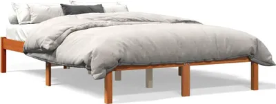Produktbild von vidaXL Massivholzbett ohne Matratze Wachsbraun 140x200 cm Kiefernholz