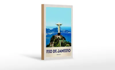 Produktbild von Holzschild Reise 12x18 cm Brasilien Amerika Christus Statue