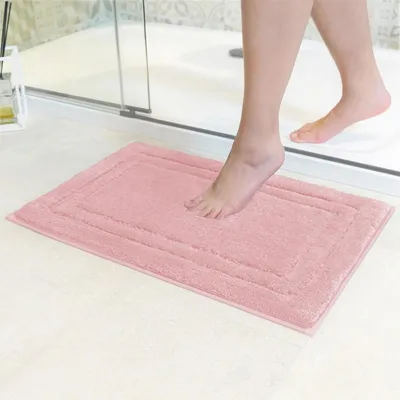 Obrázek produktu pro Koupelnová předložka Mikrovlákno koupelnová rohožka - Protiskluzová - Nasákavá - Růžová - 40 x 60 cm