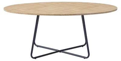 Produktbild von HOME DELUXE - Couchtisch Oval NOVARIS 110 x 66 x 47 cm - Fishbone Oak|Sofatisch, Wohnzimmertisch, Wohnzimmer