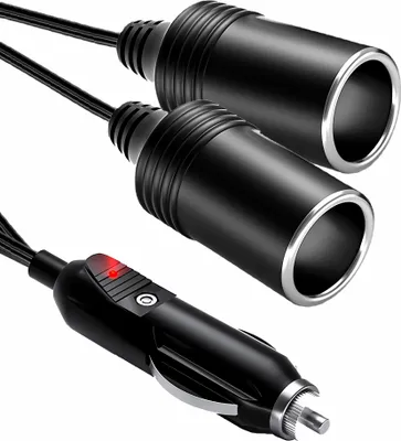 Produktbild von O32C KFZ Zigarettenanzünder Verteiler 2-fach 12V/24V 20A – Auto Steckdose Adapter mit LED Anzeige – Universal für PKW & LKW – Kabel 28 cm