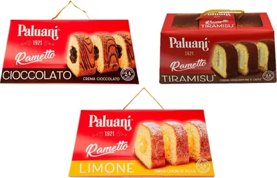 Produktbild von Testpaket Paluani Rametto Limone - Tiramisù - Cioccolato Backprodukt gefüllt Kuchen ( 3 x 400g )