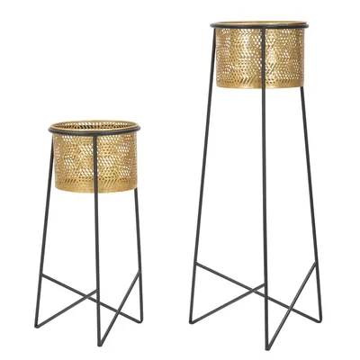 Produktbild von FURNLUX Beistelltisch Exy Gold 37cm (2tlg.) / Hauptfarbe: Gold / Abmessungen: 37 x 76 x 37 cm