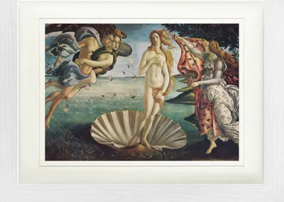 Obrázok produktu pre Sandro Botticelli Zarámovaný obraz s paspartou - Zrodenie Venuše, 1483-1485 (30 x 40 cm)