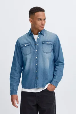 Produktbild von Blend BHDARGO Herren Jeanshemd Langarmhemd Freizeithemd 100% Baumwolle regular fit
