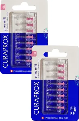 Produktbild von 2x Curaprox Interdentalbürsten CPS 08 pink - Prime refill ( 0,8mm - 3,2 mm) - 2x 8 Stück