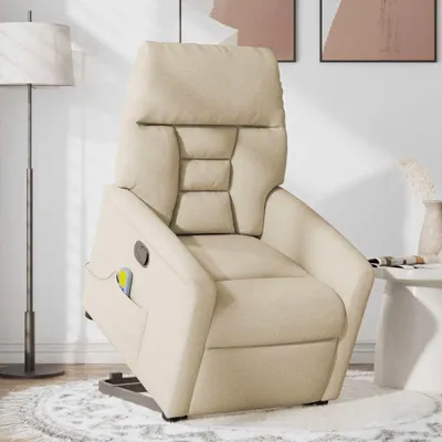 Produktbild von vidaXL Massagesessel mit Aufstehhilfe Creme Stoff