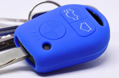 Produktbild von Auto Schlüssel Hülle Silikon Schutz Cover Blau kompatibel mit BMW E36 E39 E34 E38 3er 5er 7er E32 8er E31 3 Tasten Funk Fernbedienung