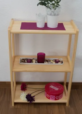 Produktbild von Regal, Küchenregal, Wohnzimmerregal, Bücherregal - 60 cm breit, Kiefer Holz-Massiv, Farbe: Natur