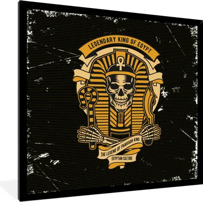 Produktbild von MuchoWow® MuchoWow® Gerahmtes Poster Schädel - Pharao - Vintage - Zeichnung 40x40 cm - Poster mit zchwarzem Bilderrahmen - Mit Rahmen - Wanddekoration Schlafzimmer