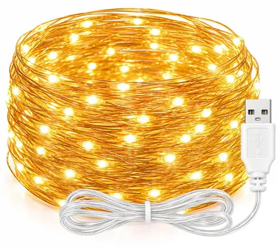LED-Lichtschnur USB, 3 m, 30 LEDs, warmweiß, für Innen
