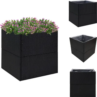 Produktbild von vidaXL Pflanzkübel Schwarz 80x80x80 cm Poly Rattan -  Blumentöpfe & Pflanzgefäße
